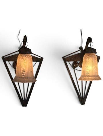 P.Maynadier - Wandkandelaar (2) - Art Deco wandlamp met twee
