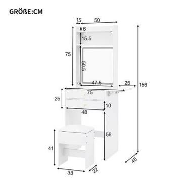 Kleine Make-uptafel met LED-Verlichting en Opklapbaar Tafelb, Verzenden, Nieuw