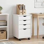 vidaXL Rolling Kast met wiel Wit 34 x 39 x 56 cm Massief, Verzenden, Nieuw