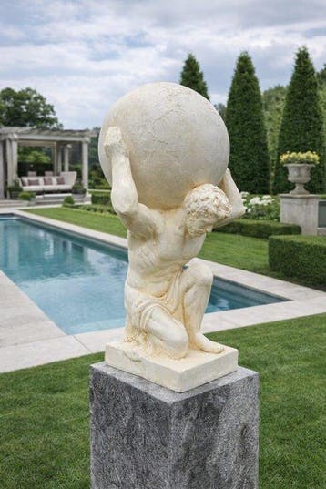 Beeld, XL Atlas - Greek God (New) - 70 cm - Hars