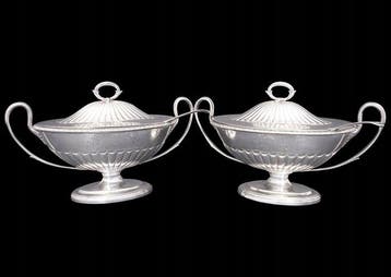 Schotel (6) - Museumkwaliteit paar Georgische .925 sterling