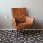 2x Montis Charly Fauteuil Buffalo Leer Cognac - Zwart/Dop, Ophalen, Minder dan 75 cm, Zo goed als nieuw, Leer