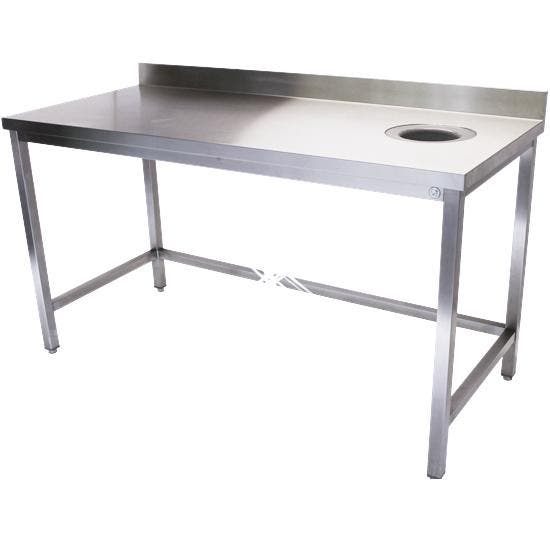 Rvs werktafel met afvalgat en rand 1600x700x900 mm, Zakelijke goederen, Horeca | Meubilair en Inrichting, Nieuw in verpakking