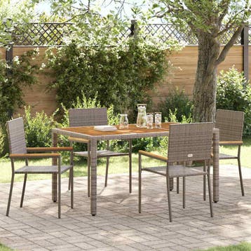 vidaXL Tuinstapelstoelen 4 st Grijs en Bruin, Verzenden, Nieuw, Rotan