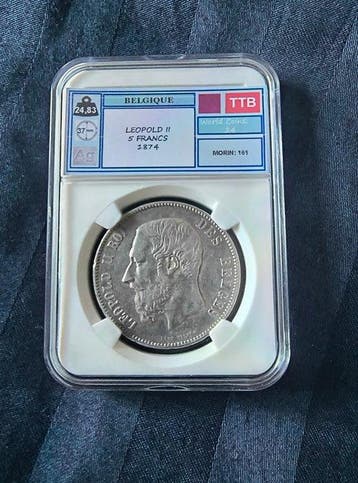België. Leopold II. 5 Francs 1974 (Zonder minimumprijs)