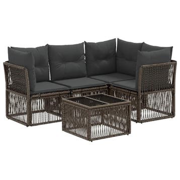 vidaXL Tuinbankenset 5 pcs Grijs poly rattan, Verzenden, Nieuw, 5 zitplaatsen