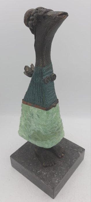 Sjaak Smetsers - Beeld, Vogelvrouw - 27 cm - Glas, Koper -, Antiek en Kunst, Antiek | Glas en Kristal