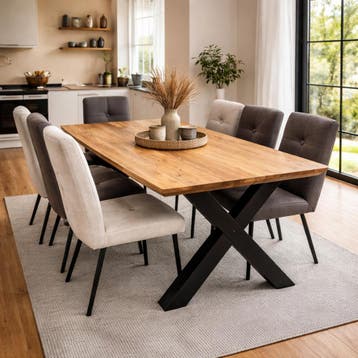 Showroomactie! Eettafel 200-240 cm – Massief Acaciahout, Overige houtsoorten, Vijf personen of meer, Overige vormen, Nieuw