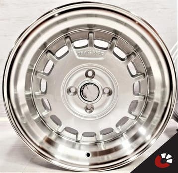 15 inch 4x100 YKW Wheels Y5890 Full Silver Machined Lip, Ophalen of Verzenden, Nieuw, 15 inch, Velg(en)