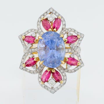 Ring - 18 karaat Geel goud - 8.68ct. tw. Gemengde edelstenen, Nieuw