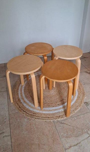 IKEA - Kruk (4) - Berkenmultiplex - 4 Frosta krukken