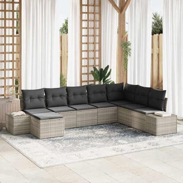 vidaXL Tuin Sofa Set 8 st poly rattan, Verzenden, Nieuw, 8 zitplaatsen