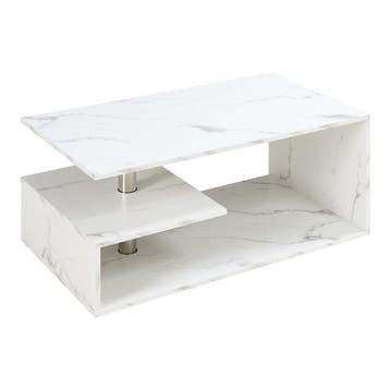 Salontafel Haarlem rechthoekig marmerlook wit 90x50x41 cm [e, Verzenden, Nieuw