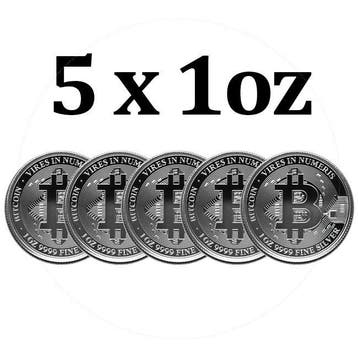 Niue. 2 Dollars 5 x 2022 1oz Niue $2 NZD Bitcoin Silver Coin, Postzegels en Munten