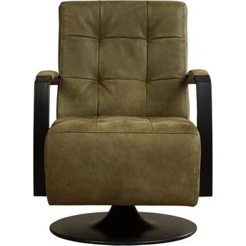 Leren draaifauteuil Mind - Kenia Olive (olijf) -, Nieuw, Ophalen of Verzenden, 50 tot 75 cm, Industrieel, Modern