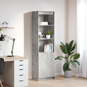 vidaXL Highboard 50x35x180 cm spaanplaat betongrijs, Minder dan 50 cm, Verzenden, Nieuw, Minder dan 100 cm