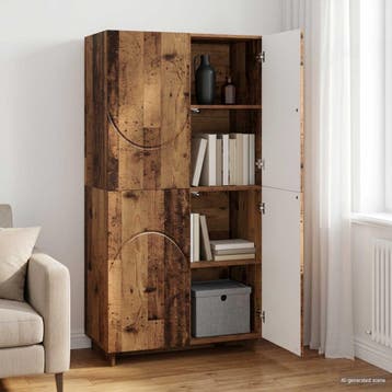 vidaXL buffetkast Eikenhout 79 x 41 x 151 cm Bewerkt hout, Verzenden, Nieuw, 50 tot 100 cm, Minder dan 100 cm