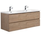 Badkamermeubel Set Angela 140cm Kastanje Eiken Badmeubel, Verzenden, Nieuw, Wastafelkast