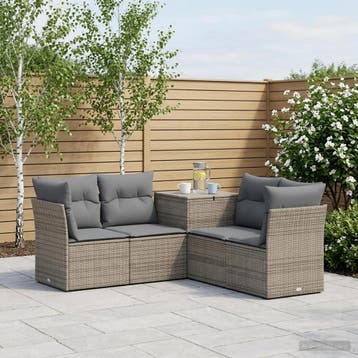 vidaXL Bankstel 5 st Grijs en Donkergrijs Poly Rattan en, Verzenden, Nieuw