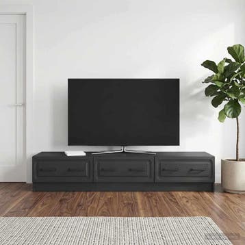 vidaXL TV-kast 147 x 34,5 x 27 cm Zwart Bewerkt hout, Minder dan 50 cm, Verzenden, Nieuw, Minder dan 100 cm