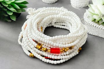 Waist Beads / Afrikaanse Heupketting - Nayoghóna -  Wit / Ro, Ophalen of Verzenden, Nieuw