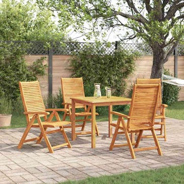 vidaXL Tuin eettafelset 5 st Bruin Massief Acaciahout, Tuin en Terras, Verzenden, Nieuw, 5 zitplaatsen