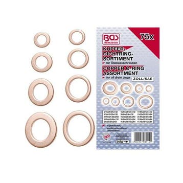 Assortiment koperen ringen INCH maten 75 delig (ONDERHOUD), Auto diversen, Autogereedschap, Verzenden, Nieuw