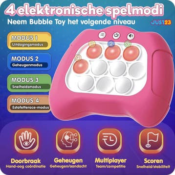 JUST23 Pop It Game Quick push - Roze - Pop It Controller, Ophalen of Verzenden, Zo goed als nieuw
