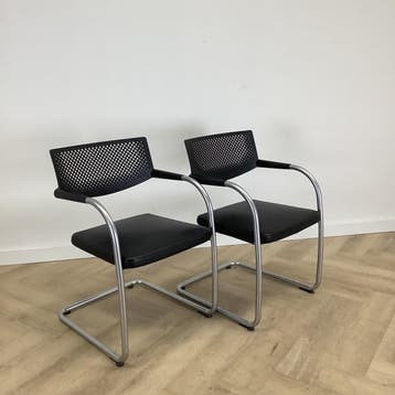 Complete Design set van 4x Vitra Visasoft Visavis, Ophalen of Verzenden, Gebruikt, Leer, Eén
