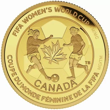 Gouden Canada 1/4 oz 75 Dollar 2015 FIFA Womens World Cup, Postzegels en Munten, Verzenden, Noord-Amerika, Losse munt, Goud