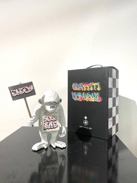 Van Apple - Graffiti Monkey - Enjoy Your Life, Antiek en Kunst, Kunst | Designobjecten