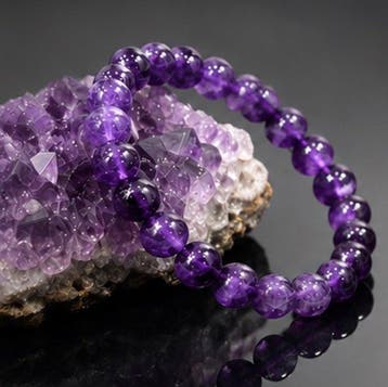 Natuurlijke amethist kralen rekbare armband – 6 mm edelsteen