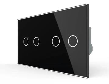 Livolo | Zwart | 2+2 | Touch Dimmer Schakelaar, Ophalen of Verzenden, Nieuw, Schakelaar