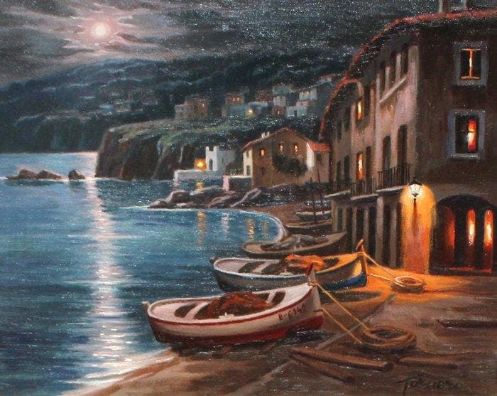 Francesc Torneró Gómez (1936) - Calella de Palafrugell, Antiek en Kunst, Kunst | Schilderijen | Klassiek