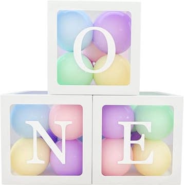 Drie doorzichtige letter ballon blokken One wit, Overige typen, Nieuw, Sweet-One, Verzenden