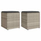 vidaXL Tuinkrukken met kussens 2 st 40x40x43 cm poly rattan, Verzenden, Nieuw