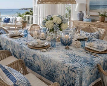 Abisso Azzurro – Vlekbestendig tafelkleed met linnenlook -