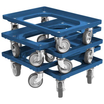 Dolly 60x40x15 blauw met 4 rubberen zwenkwielen, nieuw - Set, Ophalen of Verzenden