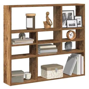 Rustieke Houten Wandplank met 9 Vakken – 90×16×78 cm, Huis en Inrichting, Kasten | Boekenkasten, Verzenden, Nieuw