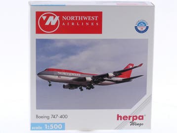 Schaal 1:500 Herpa 500838 Northwest Airlines Boeing 747-4..., Ophalen of Verzenden, Gebruikt