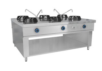 GGM Gastro | Gas woktafel eilandmodel - 84,0 kW - 6 branders, Verzenden