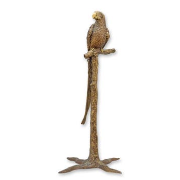 BRONZEN BEELD VAN EEN PAPEGAAI OP TAK (Beeldjes - Decoratie), Huis en Inrichting, Verzenden, Nieuw