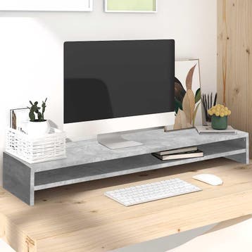 vidaXL Monitorstandaard 100x24x13 cm bewerkt hout betongrijs, Verzenden, Nieuw