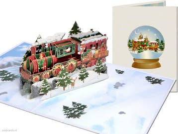 Pop-up Kerstkaart Stoomlocomotief kerstcadeautjes, Verzenden, Nieuw
