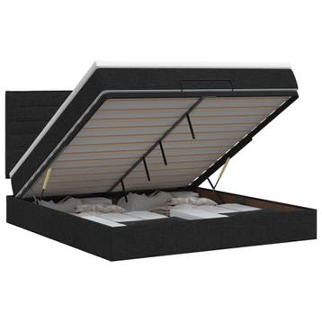 vidaXL Ottoman bed met matras met hoofdeinde Zwart 160 x 200, Huis en Inrichting, Slaapkamer | Bedden, Verzenden, Nieuw, Zwart