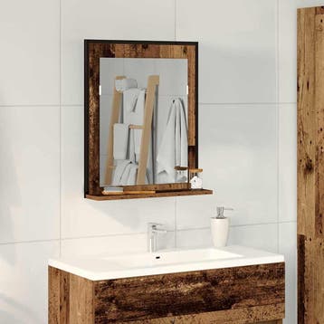 vidaXL Spiegel Oud hout 50 x 12 x 60 cm Glas en Engineered, Huis en Inrichting, Tafels | Kaptafels, Verzenden, Nieuw