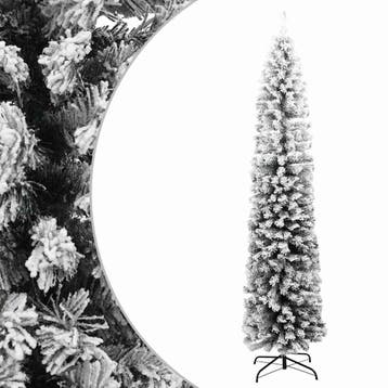 vidaXL Kunstkerstboom met sneeuw smal 240 cm PVC groen, Verzenden, Nieuw