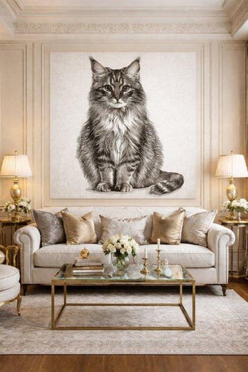 Exclusief jacquard-wandtapijt Gatto Felino - 155x140cm -