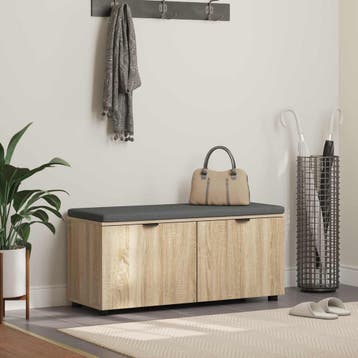 vidaXL Halbank met kussen met plank Sonoma Eiken 100 x 38 x, Verzenden, Nieuw