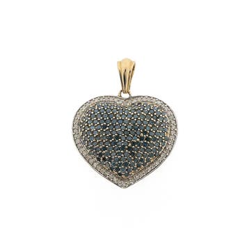 Gouden hart hanger met blauwe moissanite en diamanten; ca..., Ophalen of Verzenden, Gebruikt, Goud, Overige merken